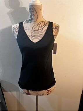 Only Hearts Black Satin Tank Top with Lace Hem